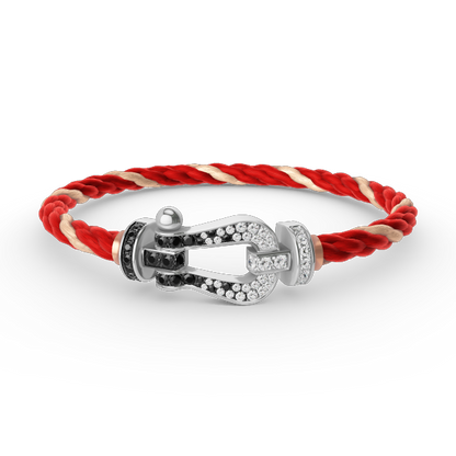 [Elite]FORCE LARGE HORSESHOE BLACK WHITE DIAMOND BRACELET SILVER