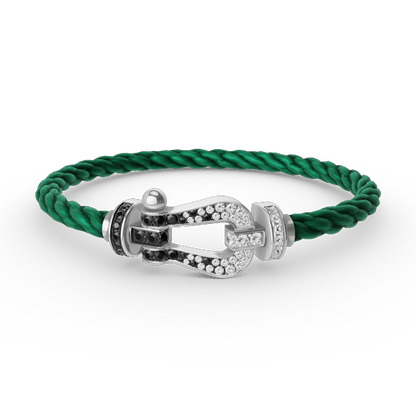 [Elite]FORCE LARGE HORSESHOE BLACK WHITE DIAMOND BRACELET SILVER