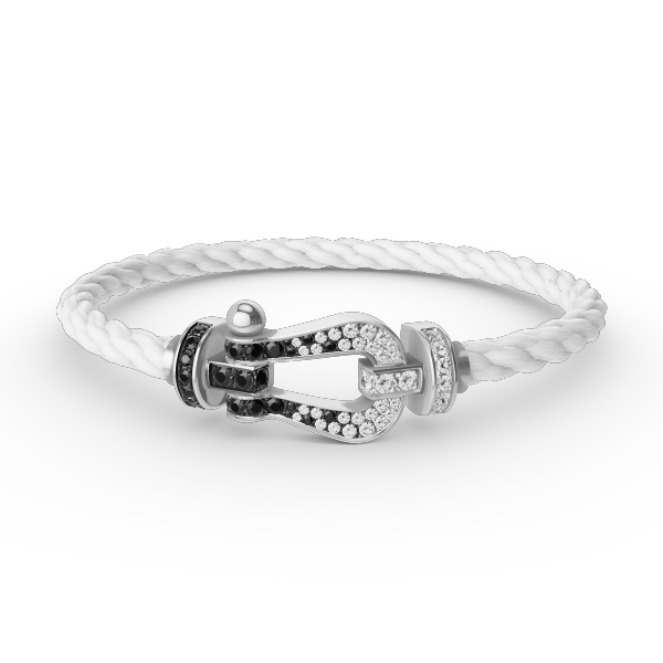 [Elite]FORCE LARGE HORSESHOE BLACK WHITE DIAMOND BRACELET SILVER