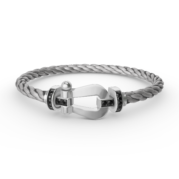 [Elite]FORCE LARGE HORSESHOE BLACK DIAMOND BRACELET SILVER