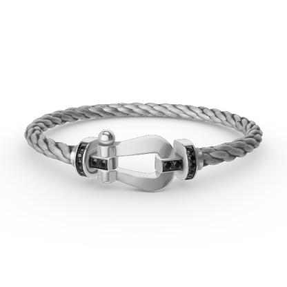 [Elite]FORCE LARGE HORSESHOE BLACK DIAMOND BRACELET SILVER