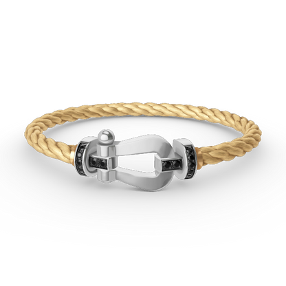 [Elite]FORCE LARGE HORSESHOE BLACK DIAMOND BRACELET SILVER