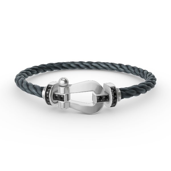 [Elite]FORCE LARGE HORSESHOE BLACK DIAMOND BRACELET SILVER