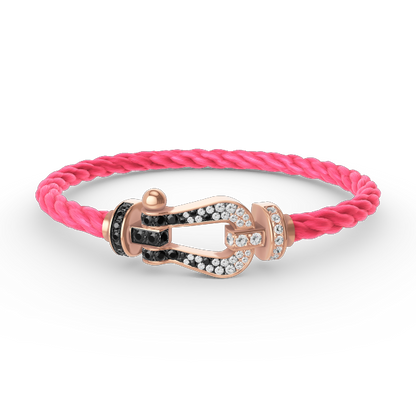 [Elite]FORCE LARGE HORSESHOE BLACK WHITE DIAMOND BRACELET ROSE GOLD