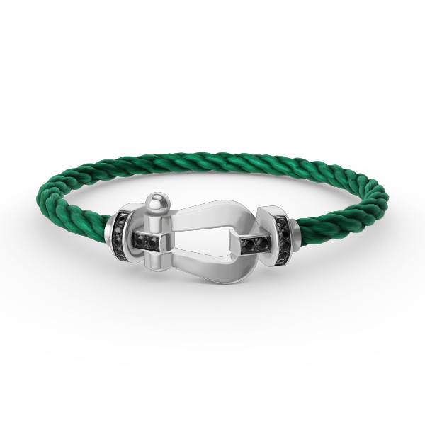 [Elite]FORCE LARGE HORSESHOE BLACK DIAMOND BRACELET SILVER
