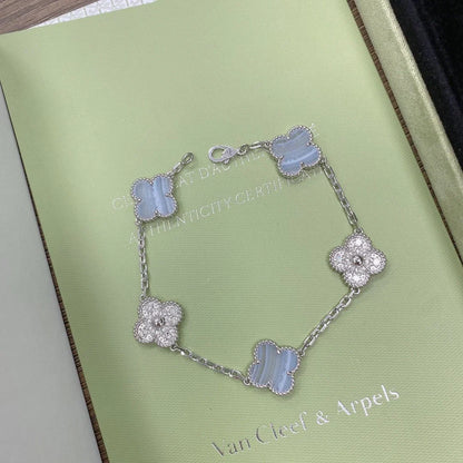 [Elite] CLOVER 5 MOTIF PURPLE CHALCEDONY BRACELET COLLECTION