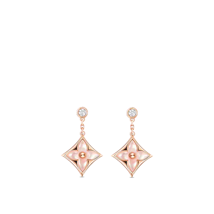 [Elite]DOUBLE STAR PINK GOLD MOP DROP EARRINGS