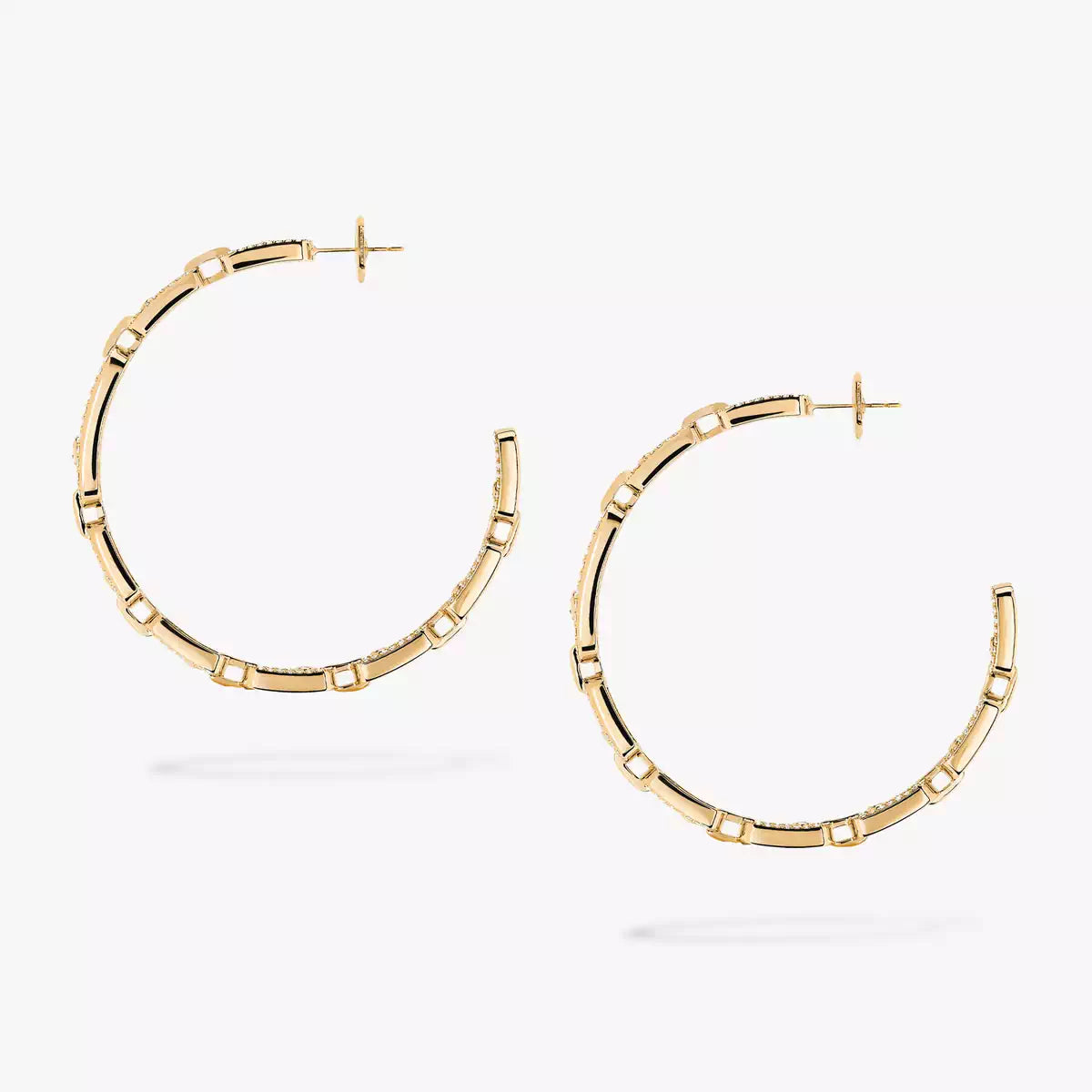 [[Elite]Move Link Diamond Hoop Earrings