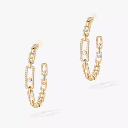 [[Elite]Move Link Diamond Hoop Earrings