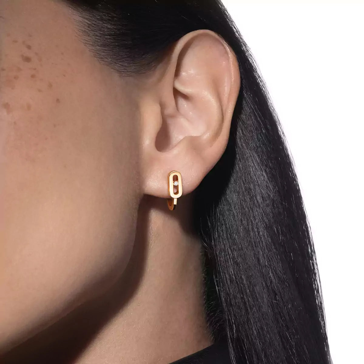 [Elite]Diamond Mini Hoop Earrings Move Classique