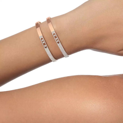 [Elite]Move Noa Rose Gold Pavé Diamond Bangle Bracelet