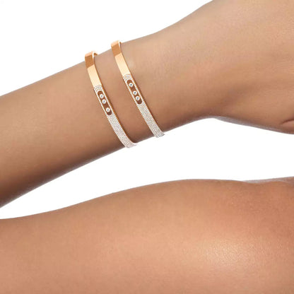 [Elite]Move Noa Rose Gold Pavé Diamond Bangle Bracelet