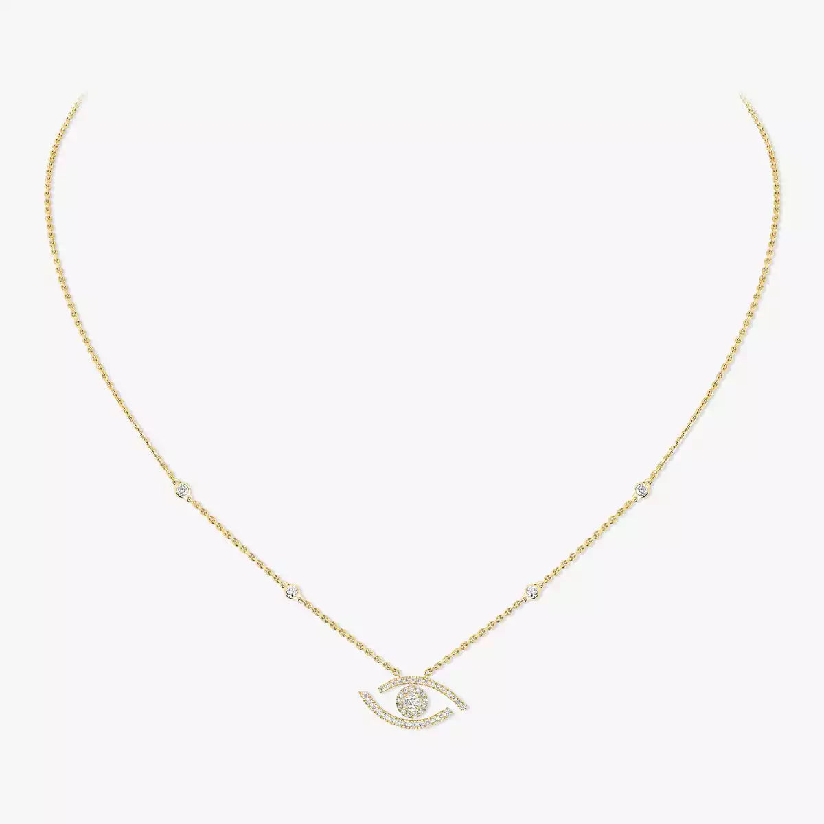 [Elite]Pave_ Diamond Necklace Lucky Eye