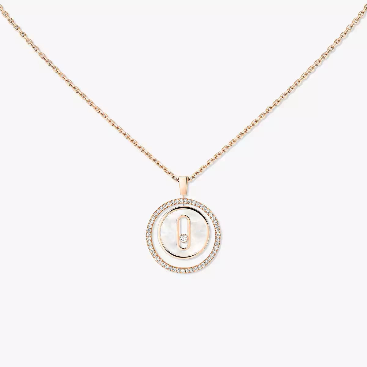 [Elite]Lucky Move Diamond Necklace in Rose Gold and White Mother-of-Pearl