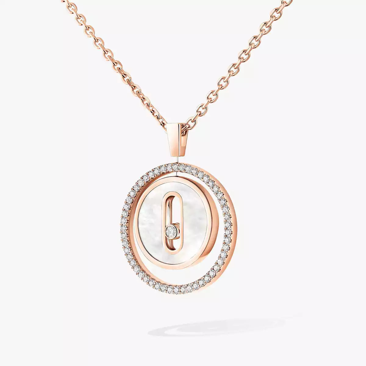 [Elite]Lucky Move Diamond Necklace in Rose Gold and White Mother-of-Pearl