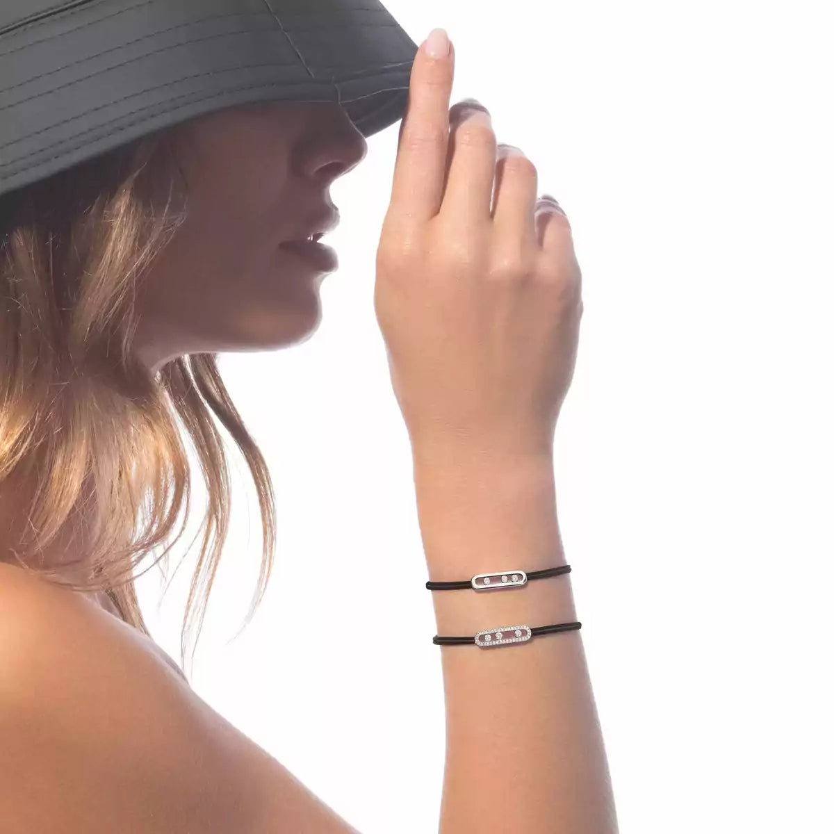 [Elite]Messika Care(s) pink cord pavé bracelet