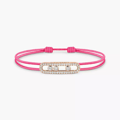 [Elite]Messika Care(s) pink cord pavé bracelet