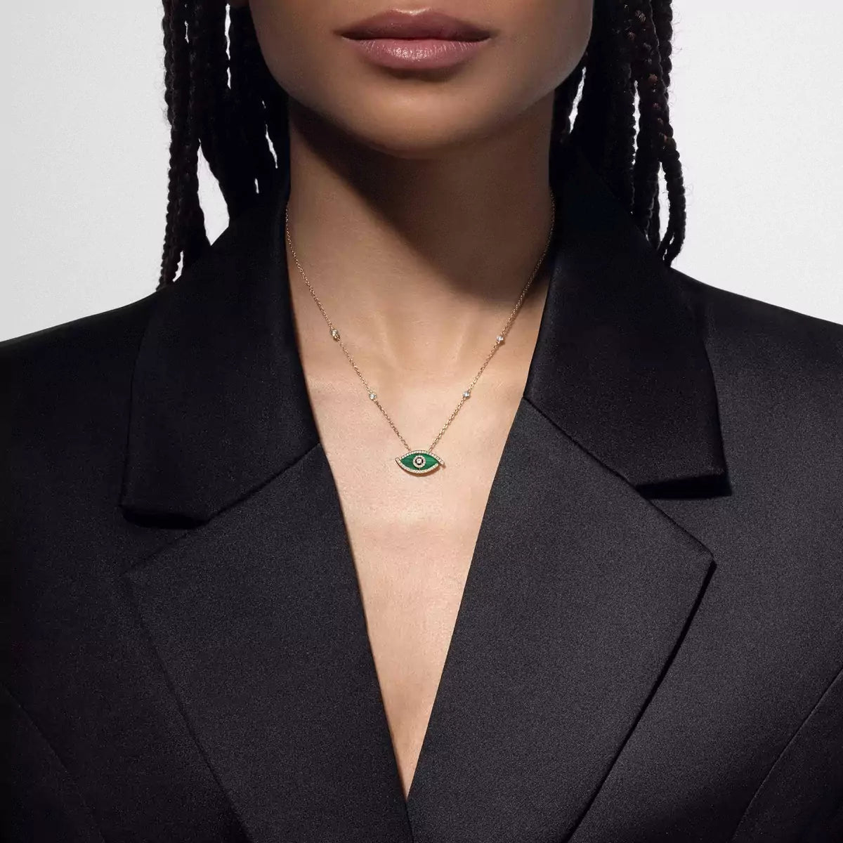 [Elite]Lucky Eye Diamond Necklace in Rose Gold and Turquoise