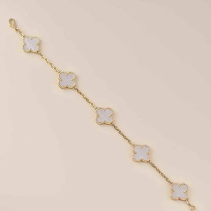 [Elite]CLOVER WHITE PEARL MOP 5 MOTIF BRACELET COLLECTION
