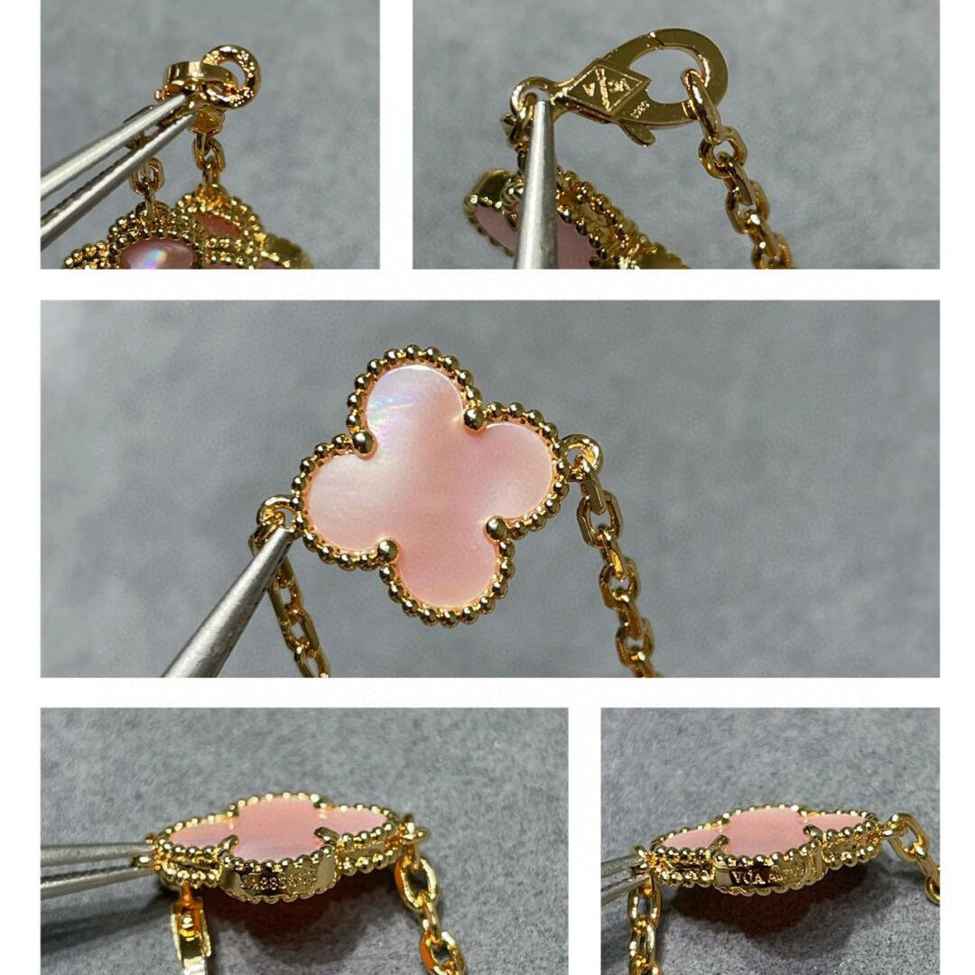 [Elite]CLOVER 10 MOTIFS PINK MOP NECKLACE