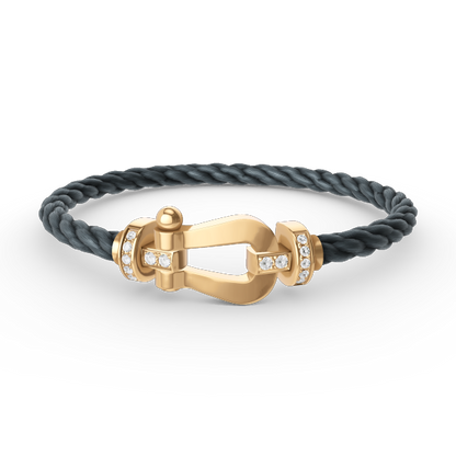 [Elite]FORCE LARGE HORSESHOE HALF DIAMOND BRACELET GOLD