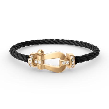 [Elite]FORCE LARGE HORSESHOE HALF DIAMOND BRACELET GOLD