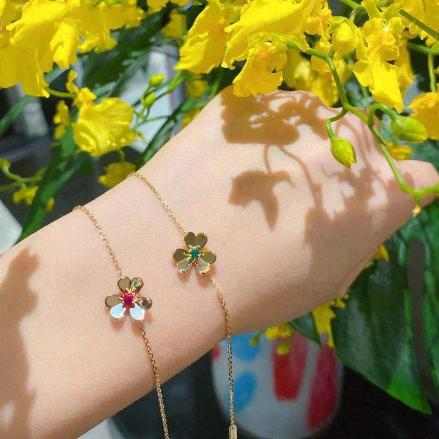 [Elite]FRIVOLE GOLD FLOWER PINK MALACHITE BRACELET