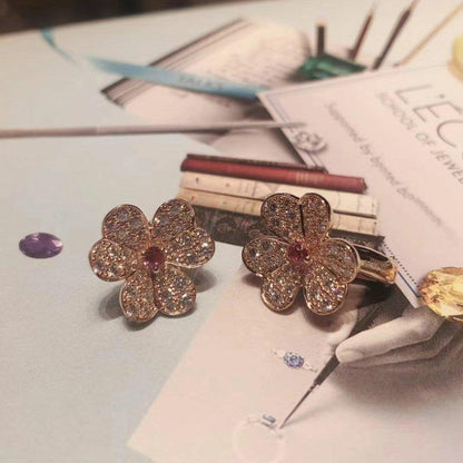 [Elite]FRIVOLE PINK GOLD FLOWER DIAMOND EARRINGS