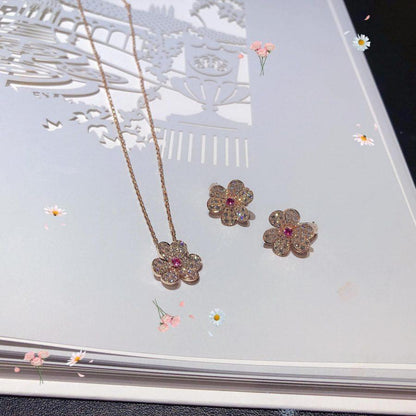 [Elite]FRIVOLE PINK GOLD FLOWER DIAMOND EARRINGS