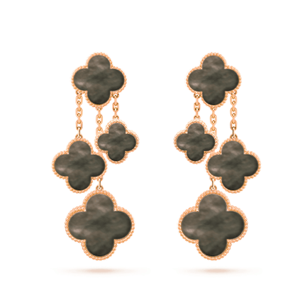 [Elite]CLOVER EARRINGS DARK MOP 4 MOTIFS ROSE GOLD