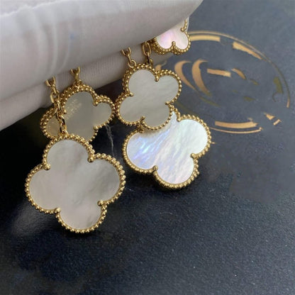 [Elite]CLOVER EARRINGS WHITE MOP 4 MOTIFS GOLD