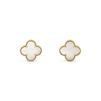 [Elite]CLOVER MEDIUM 1 MOTIFS  WHITE MOP STUD EARRINGS