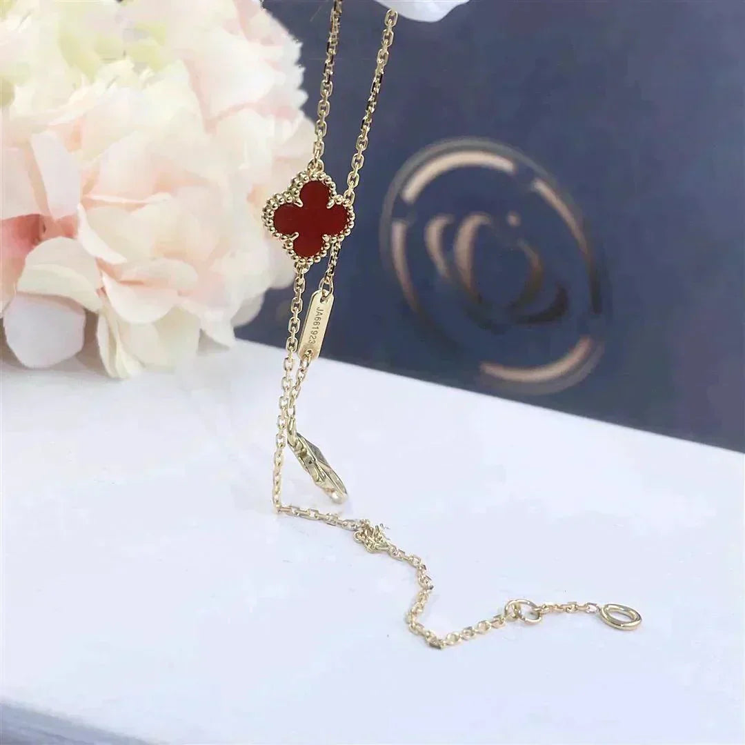 [Elite]CLOVER  CARNELIAN SINGLE FLOWER BRACELET