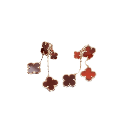 [Elite]CLOVER EARRINGS CARNELIAN 4 MOTIFS PINK GOLD