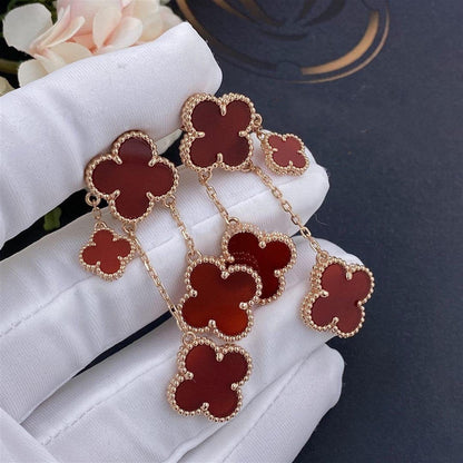 [Elite]CLOVER EARRINGS CARNELIAN 4 MOTIFS PINK GOLD