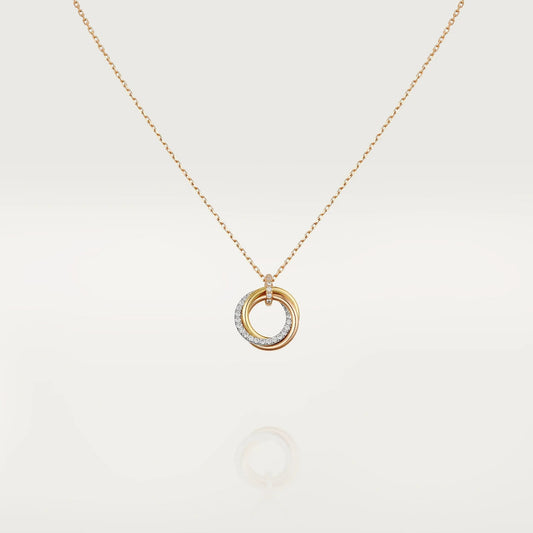 [Elite]TRINITY NECKLACE SILVER GOLD PINK GOLD DIAMONDS