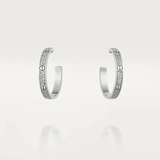 [Elite]LOVE DIAMOND SILVER HOOP EARRINGS