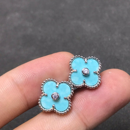 [Elite]CLOVER 1 DIAMOND BLUE SKY SILVER EARRINGS