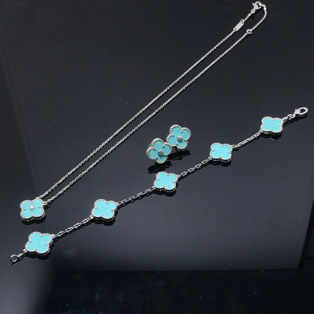 [Elite]CLOVER 1 DIAMOND BLUE SKY SILVER EARRINGS