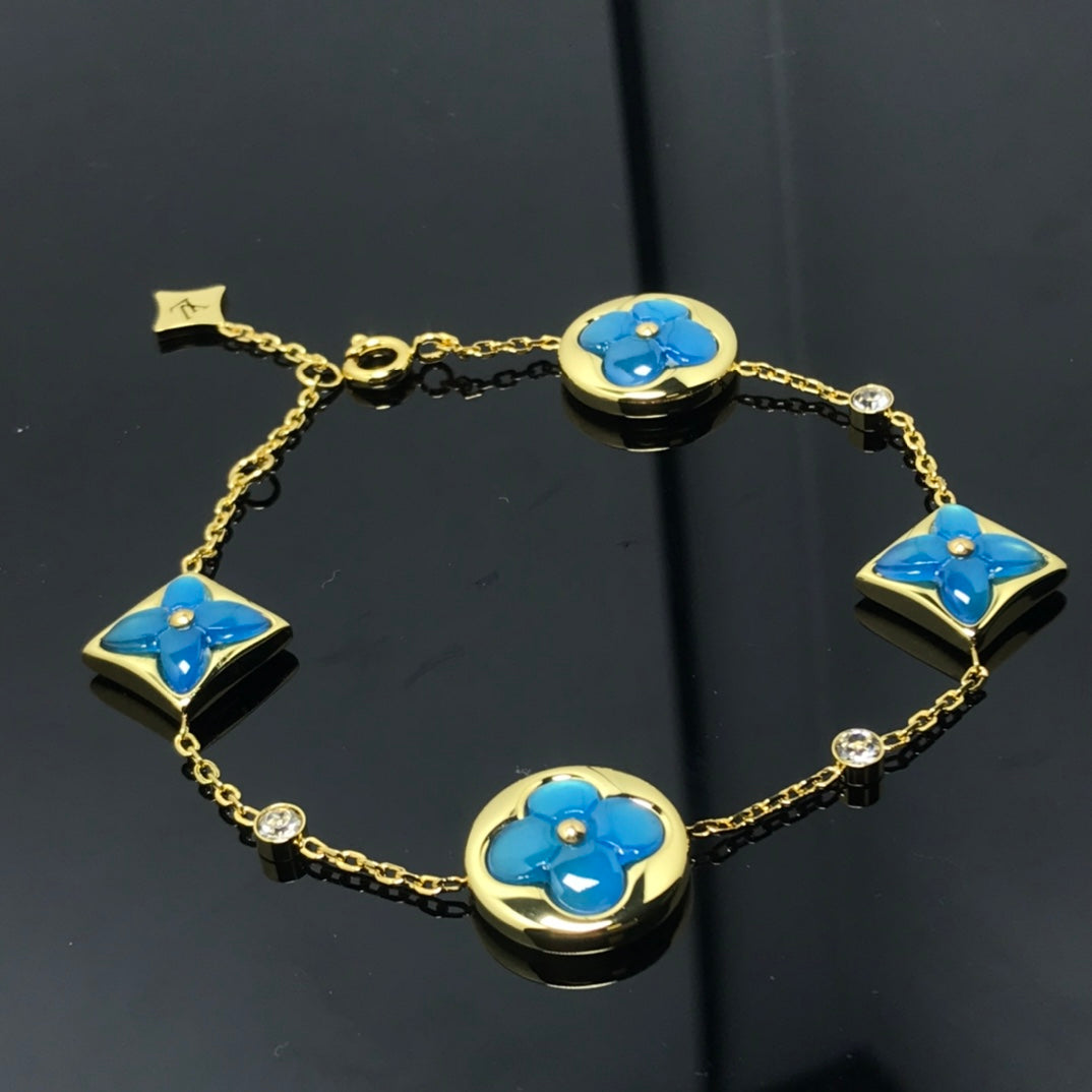 [Elite]STAR AND SUN 4 MOTIF BLUE BRACELET