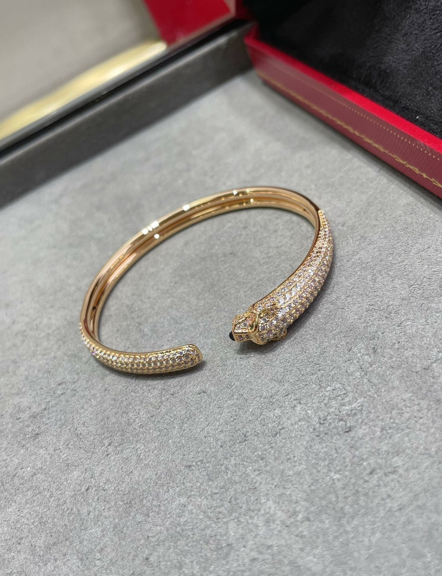 [Elite]PANTHERE FULL DIAMOND OPEN BRACELET
