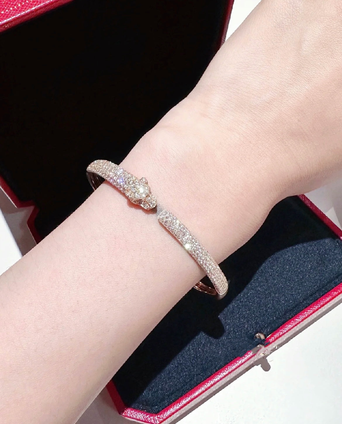 [Elite]PANTHERE FULL DIAMOND OPEN BRACELET