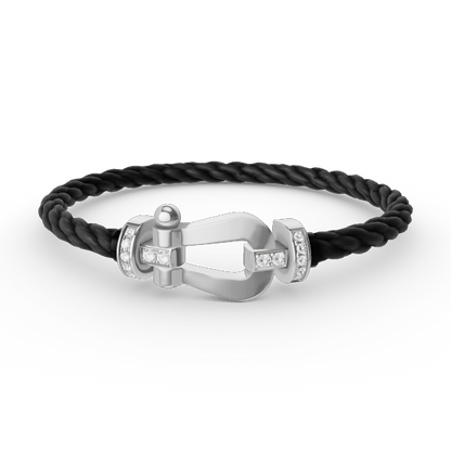 [Elite]FORCE LARGE HORSESHOE HALF DIAMOND BRACELET SILVER